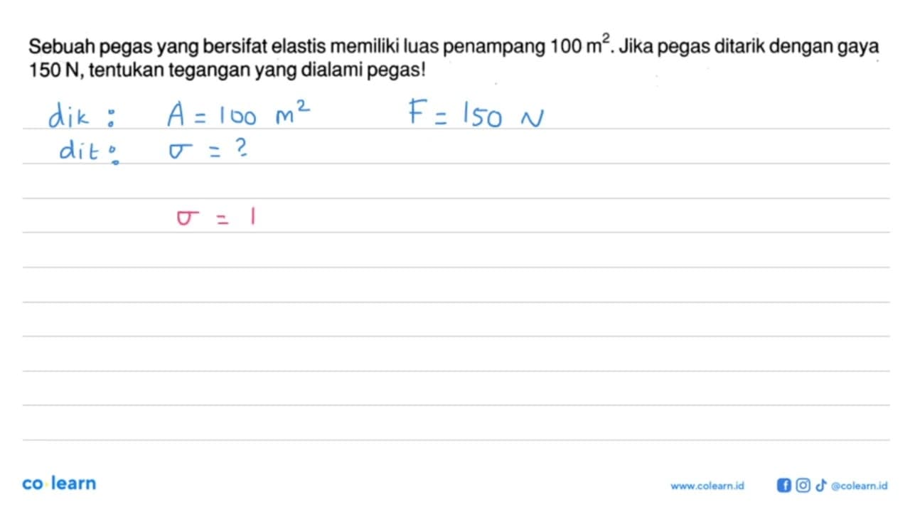 Sebuah pegas yang bersifat elastis memiliki luas penampang