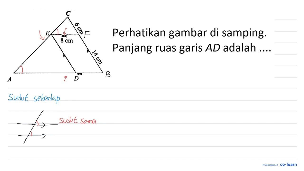 C 6 cm E 8 cm 14 cm A D Perhatikan gambar disamping.