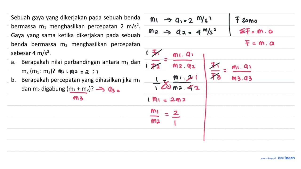 Sebuah gaya yang dikerjakan pada sebuah benda bermassa