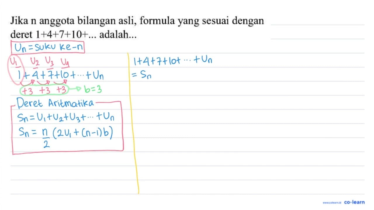 Jika n anggota bilangan asli, formula yang sesuai dengan