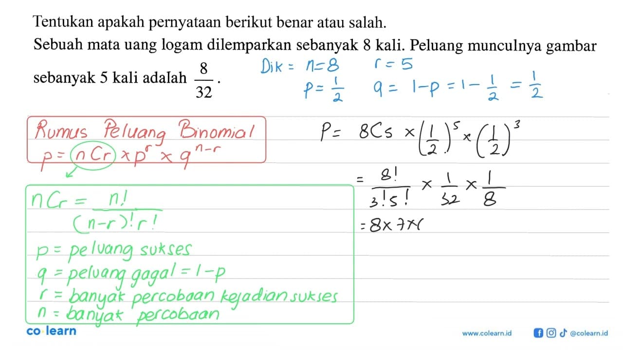 Tentukan apakah pernyataan berikut benar atau salah.Sebuah