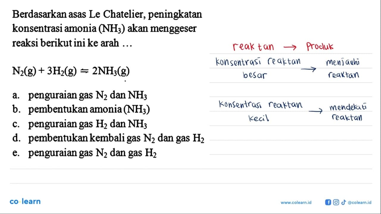 Berdasarkan asas Le Chatelier, peningkatan konsentrasi