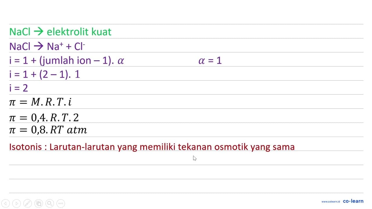 Suatu asam lemah H X 0,6 M pada suhu yang sama isotonis