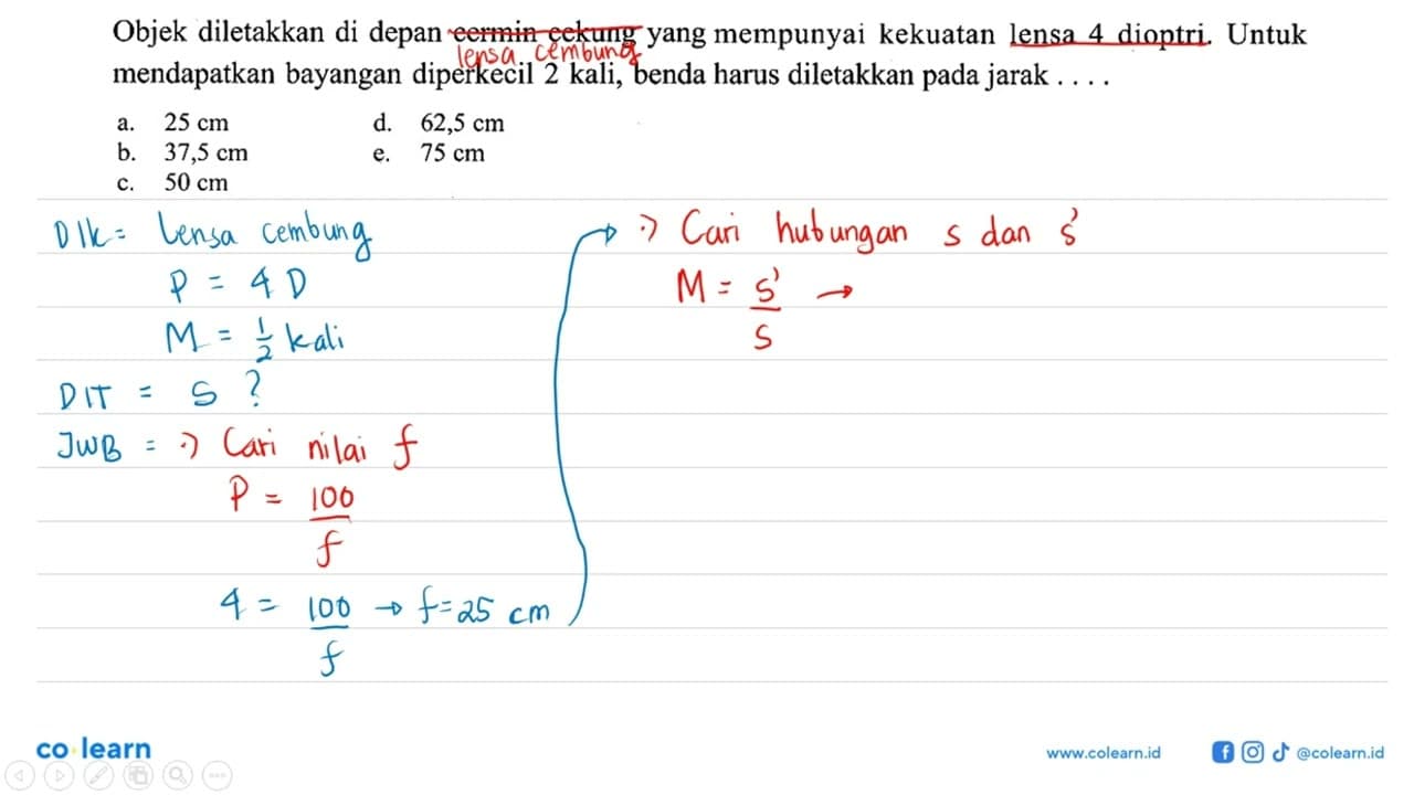 Objek diletakkan di depan cermin cekung yang mempunyai