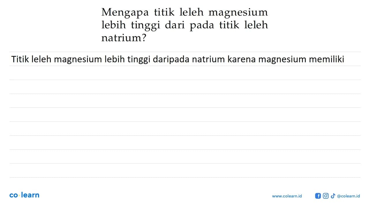 Mengapa titik leleh magnesium lebih tinggi dari pada titik