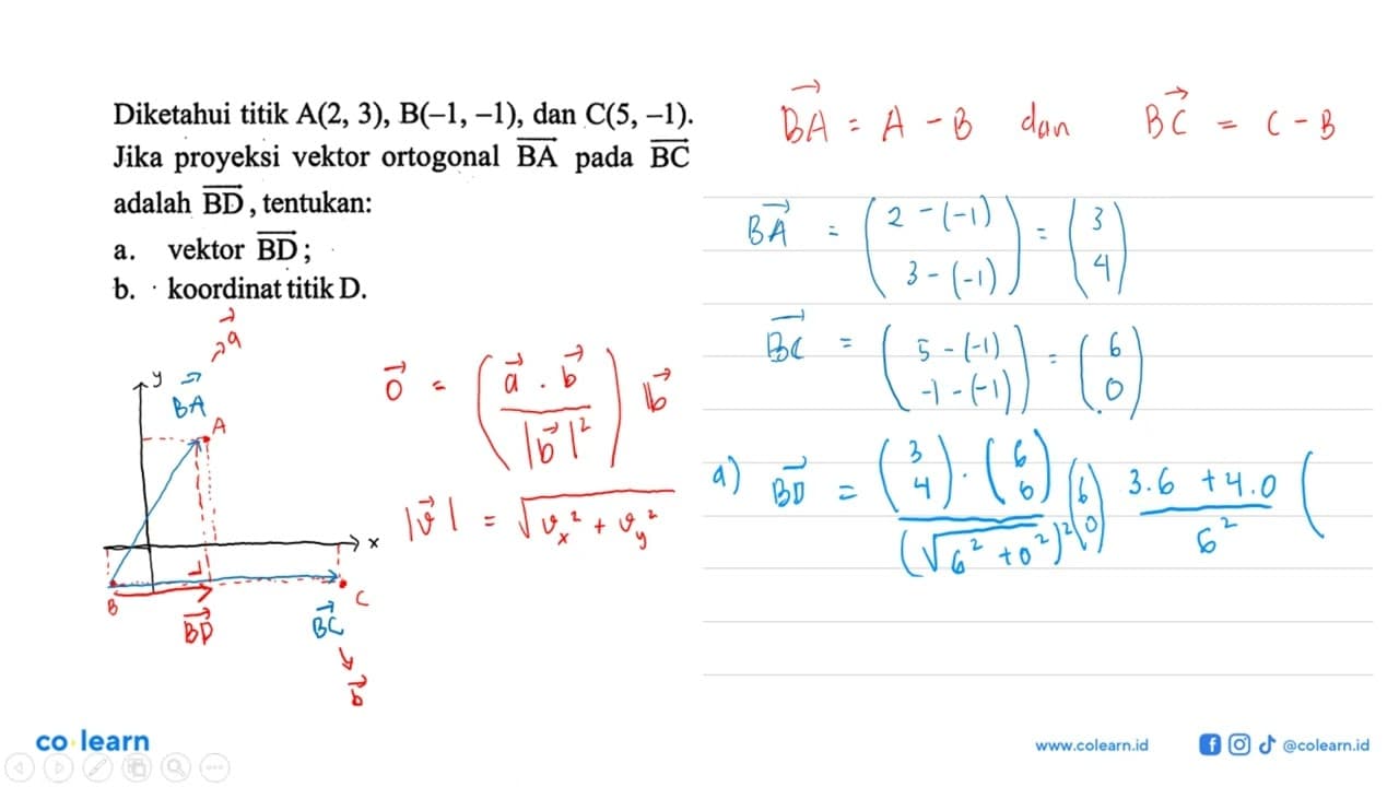 Diketahui titik A(2,3), B(-1,-1), dan C(5,-1). Jika