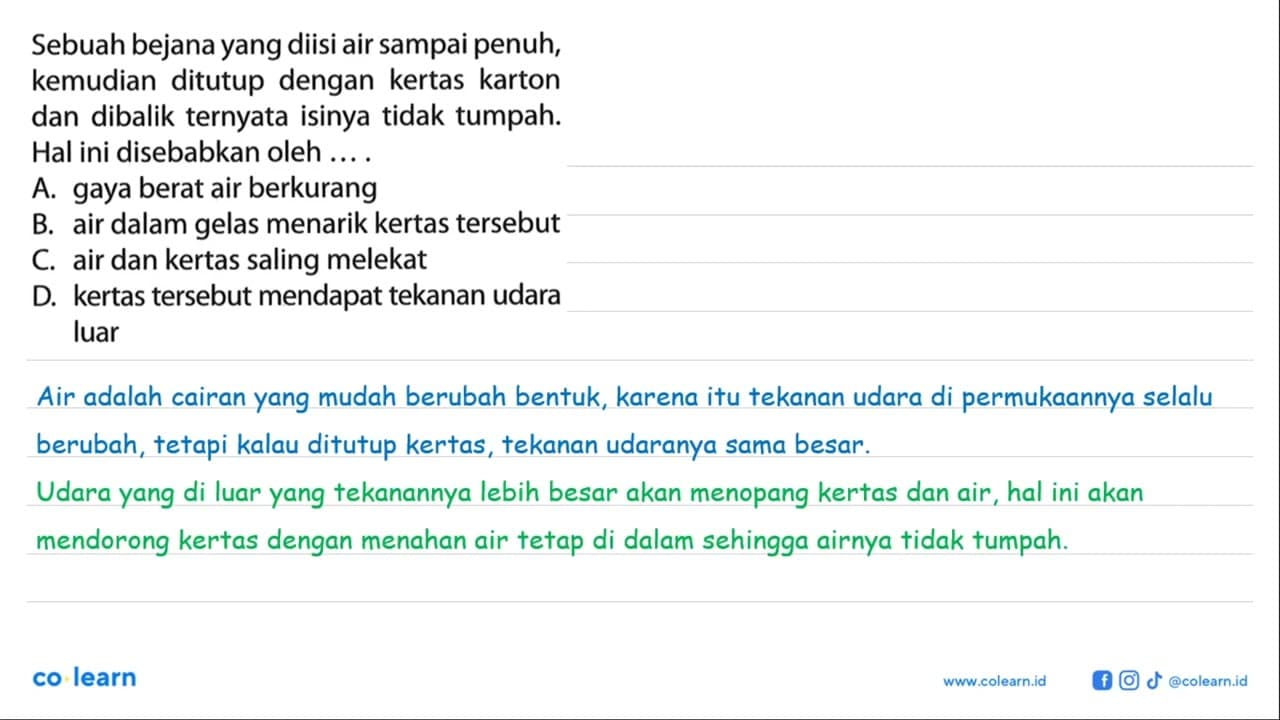 Sebuah bejana yang diisi air sampai penuh, kemudian ditutup