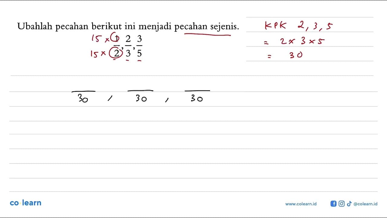 Ubahlah pecahan berikut ini menjadi pecahan sejenis 1/2,