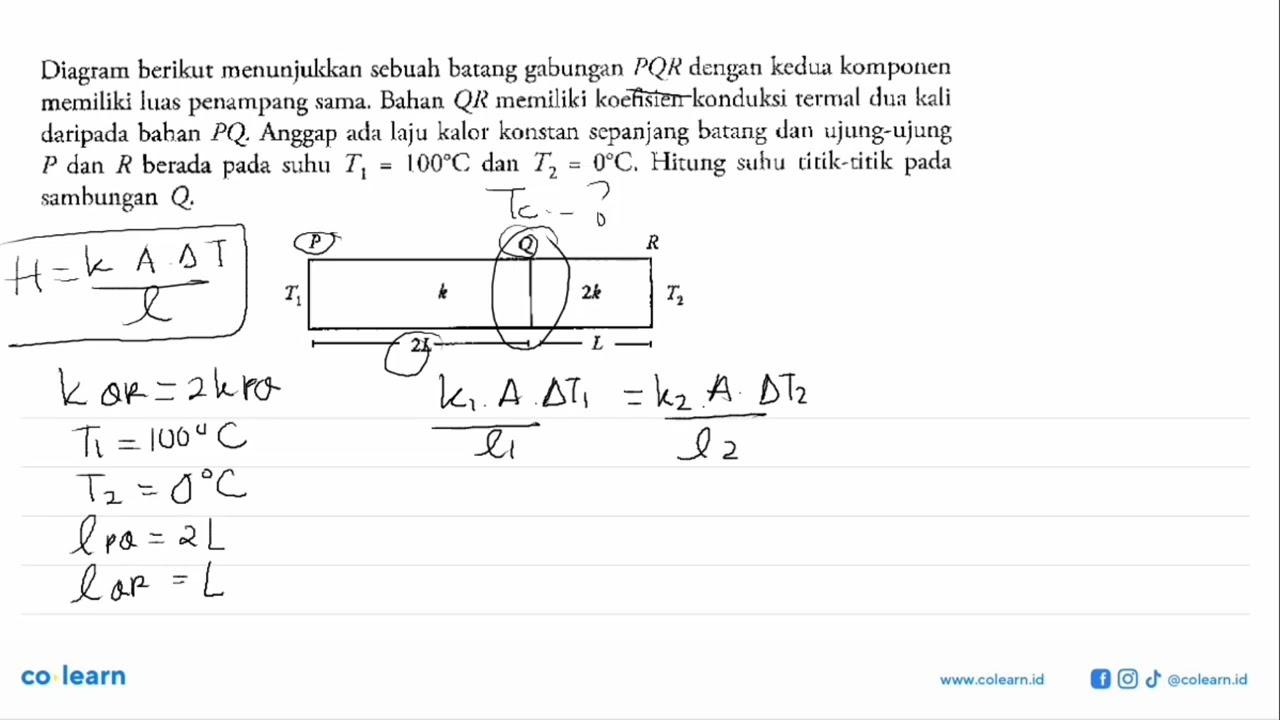 Diagram berikut menunjukkan sebuah batang gabungan PQR