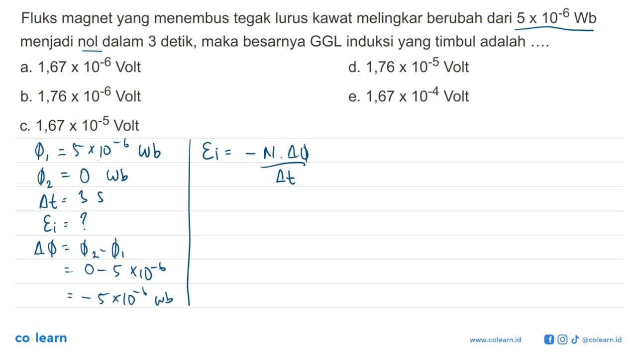 Fluks magnet yang menembus tegak lurus kawat melingkar