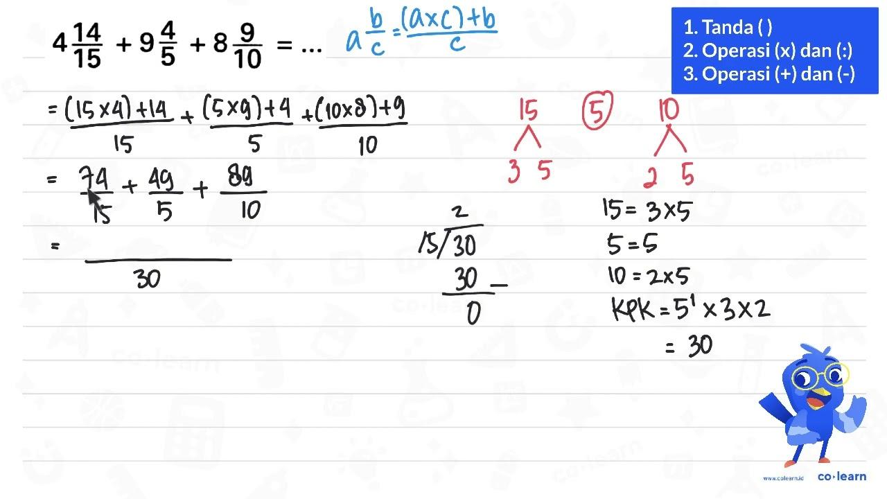 4 14/15 + 9 4/5 + 8 9/10=...