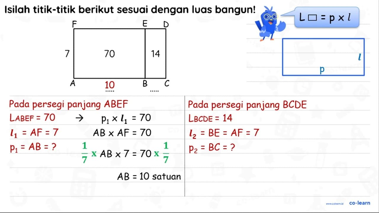 Isilah titik-titik berikut sesuai dengan luas bangun!