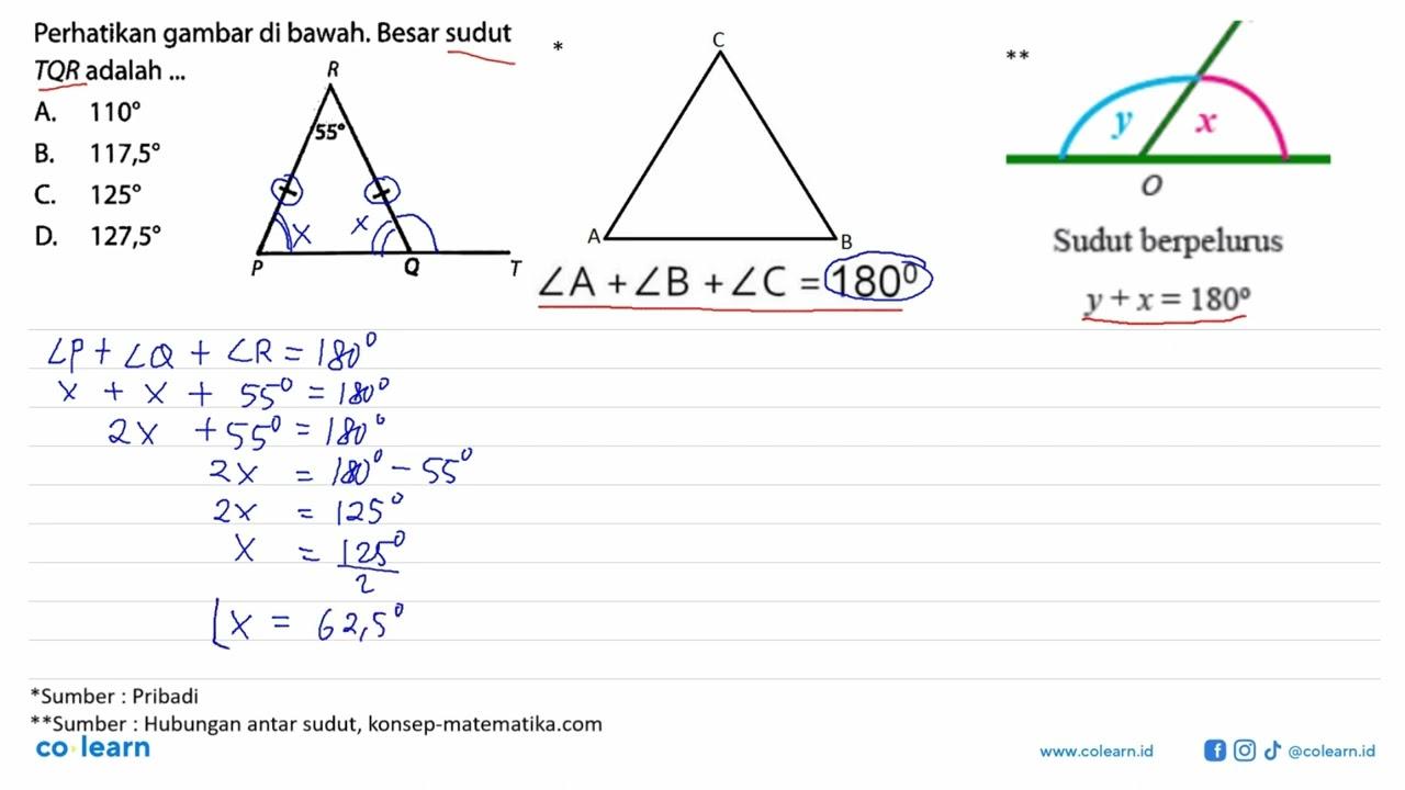 Perhatikan gambar di bawah. Besar sudut TQR adalah ... P Q