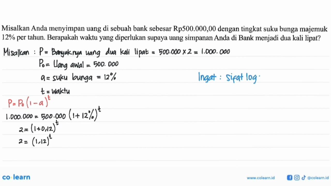 Misalkan Anda menyimpan uang di sebuah bank sebesar