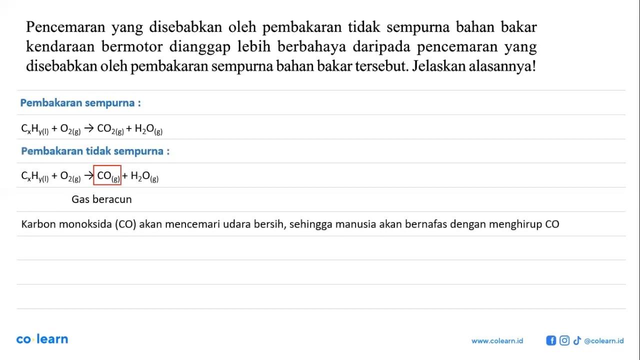 Pencemaran yang disebabkan oleh pembakaran tidak sempurna