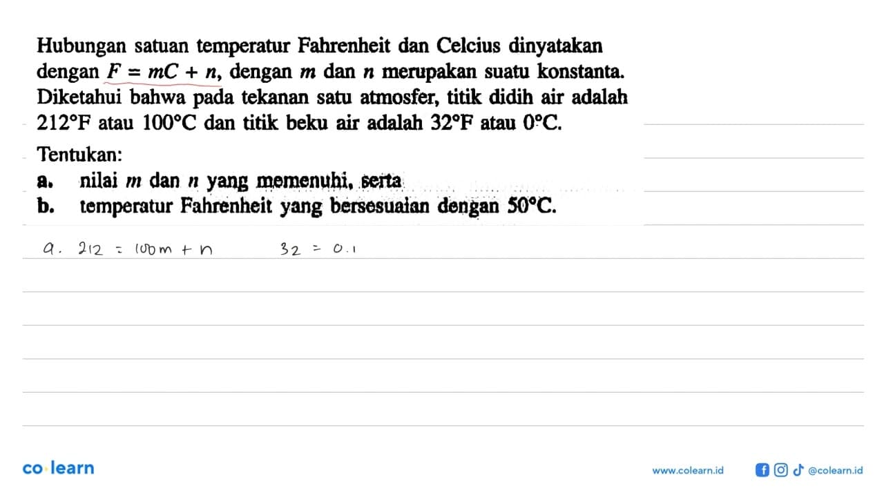 Hubungan satuan temperatur Fahrenheit dan Celcius