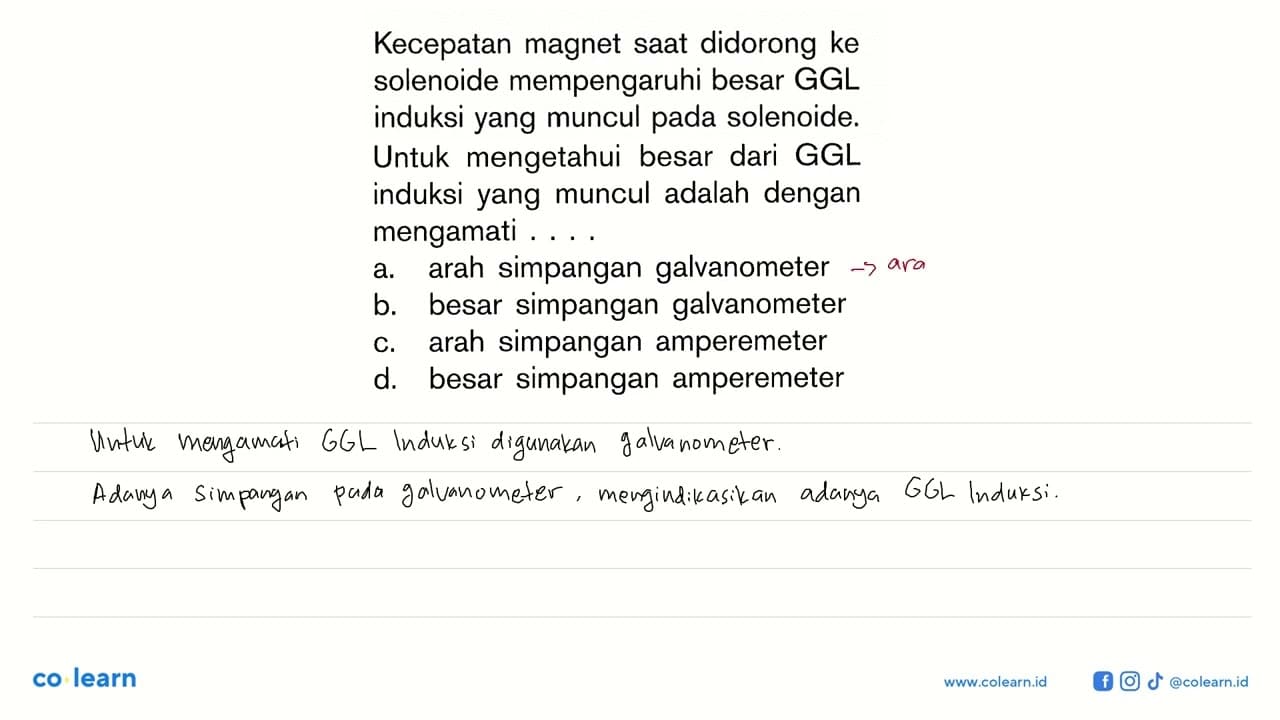 Kecepatan magnet saat didorong ke solenoide mempengaruhi