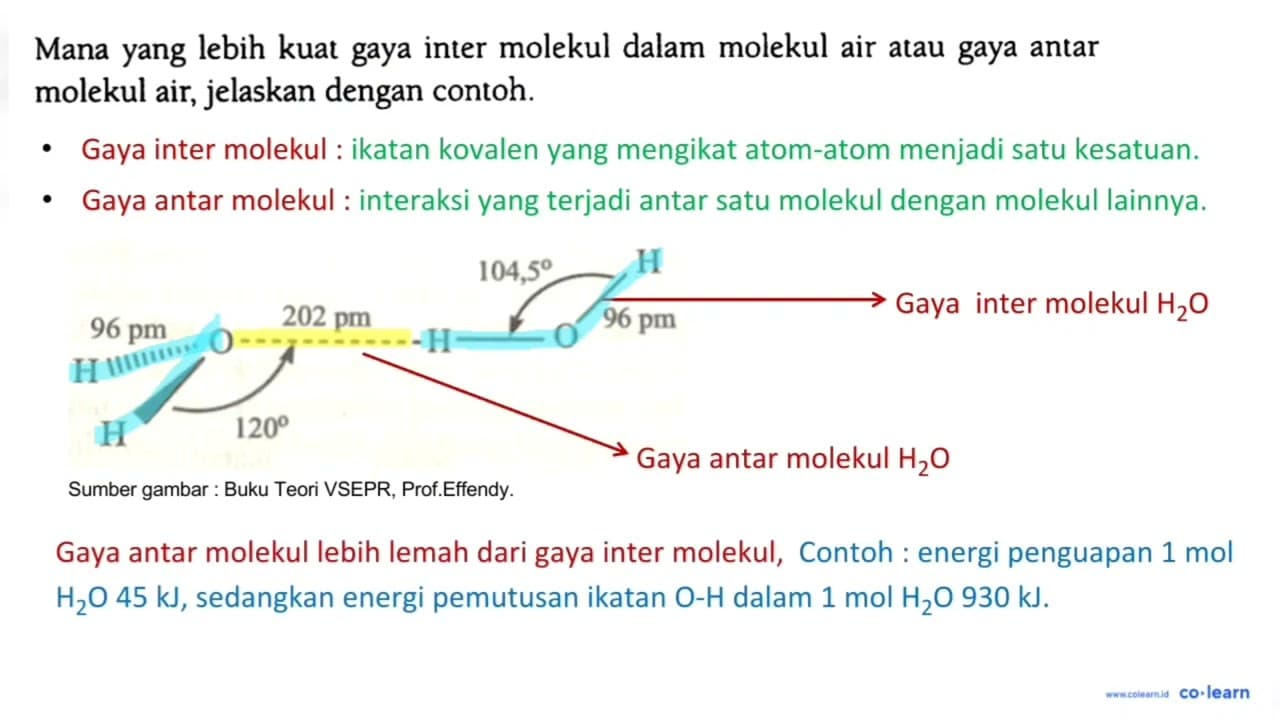 Mana yang lebih kuat gaya inter molekul dalam molekul air