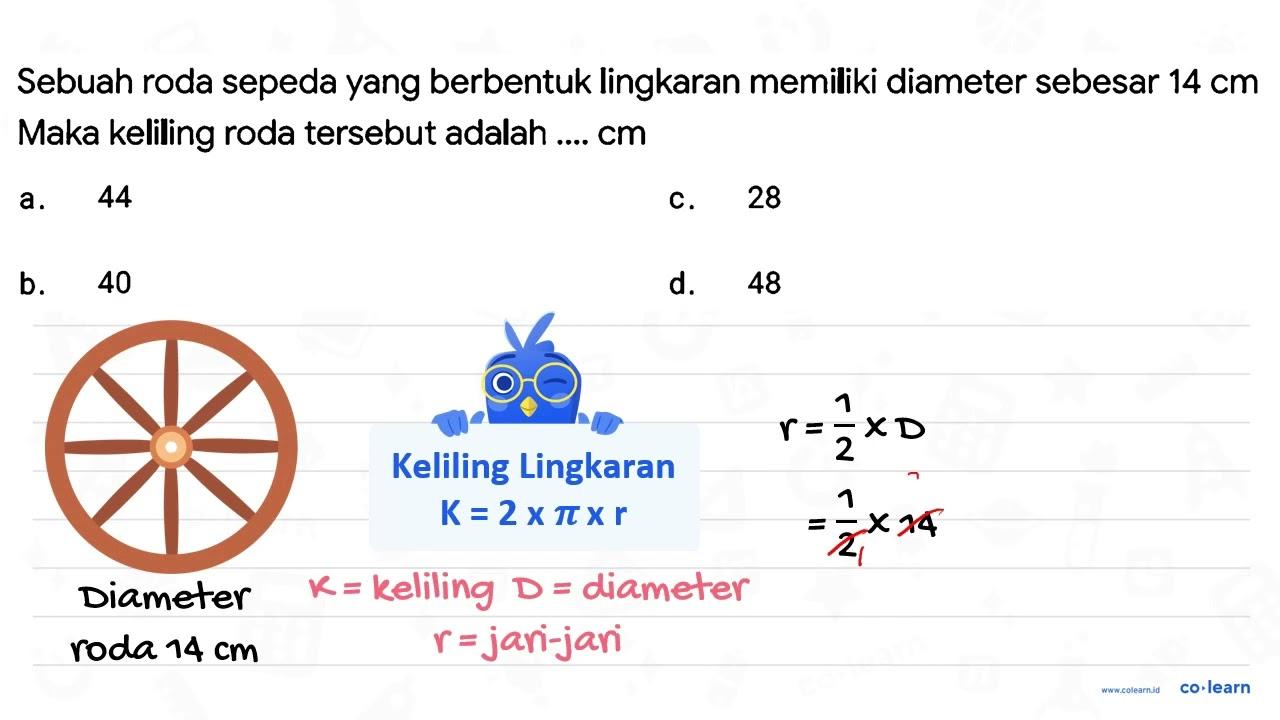 Sebuah roda sepeda yang berbentuk lingkaran memiliki