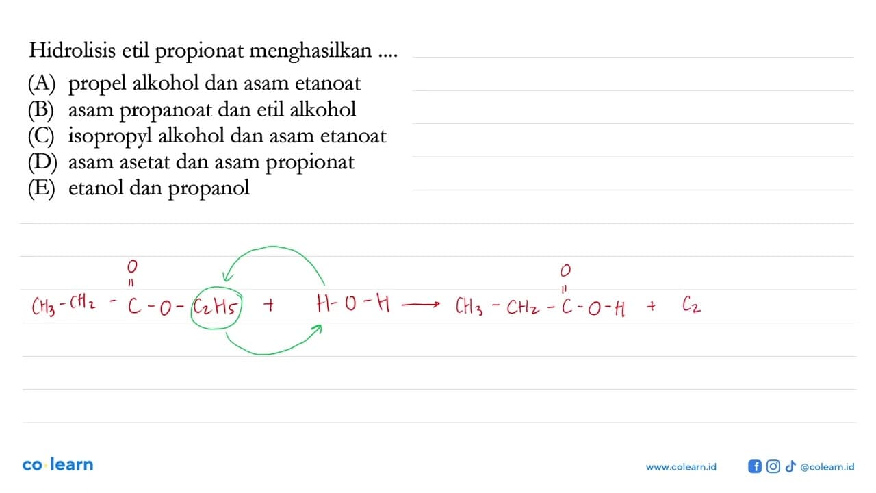 Hidrolisis etil propionat menghasilkan ....