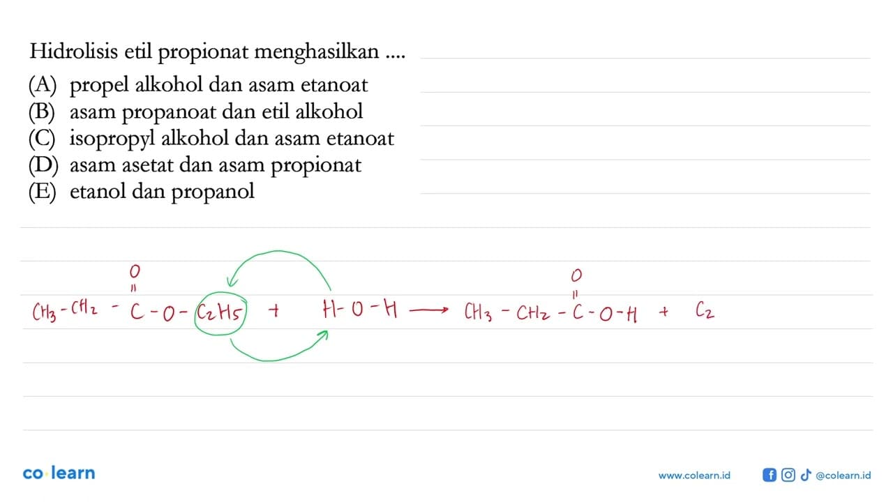 Hidrolisis etil propionat menghasilkan ....