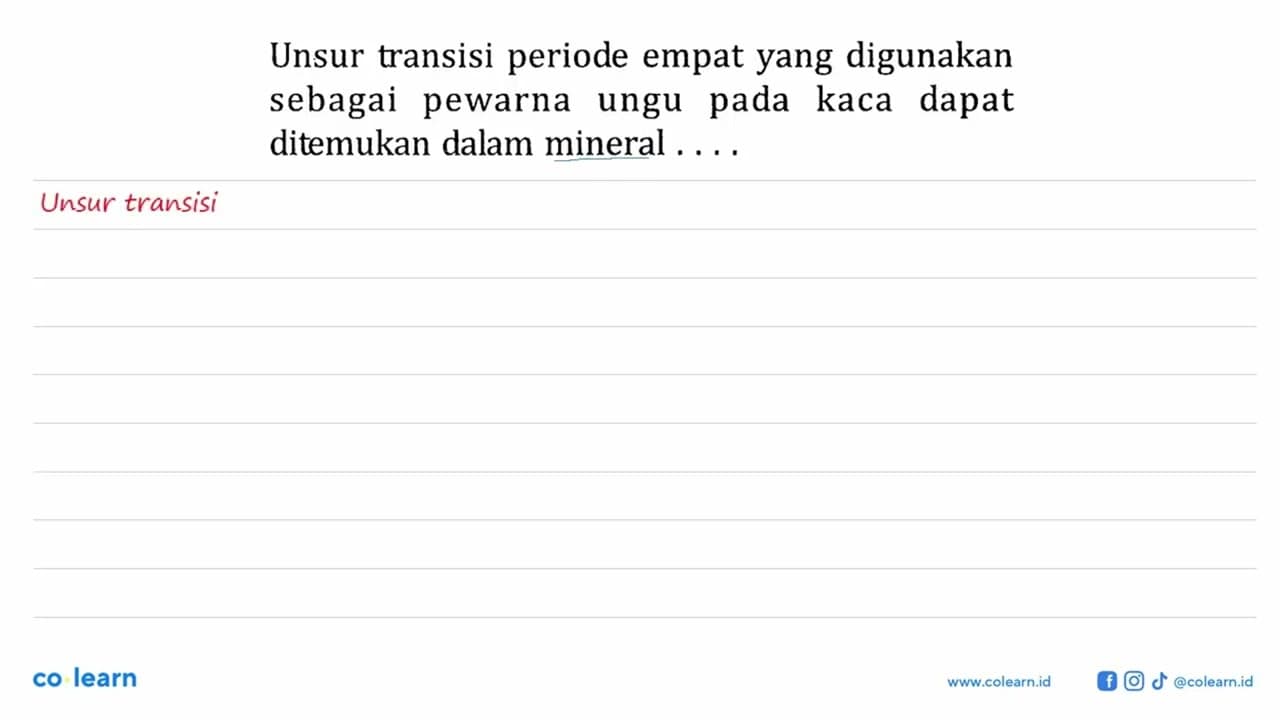 Unsur transisi periode empat yang digunakan sebagai pewarna