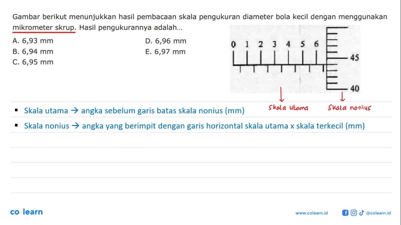 Gambar berikut menunjukkan hasil pembacaan skala pengukuran