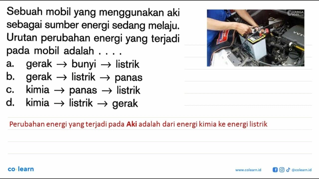 Sebuah mobil yang menggunakan aki sebagai sumber energi