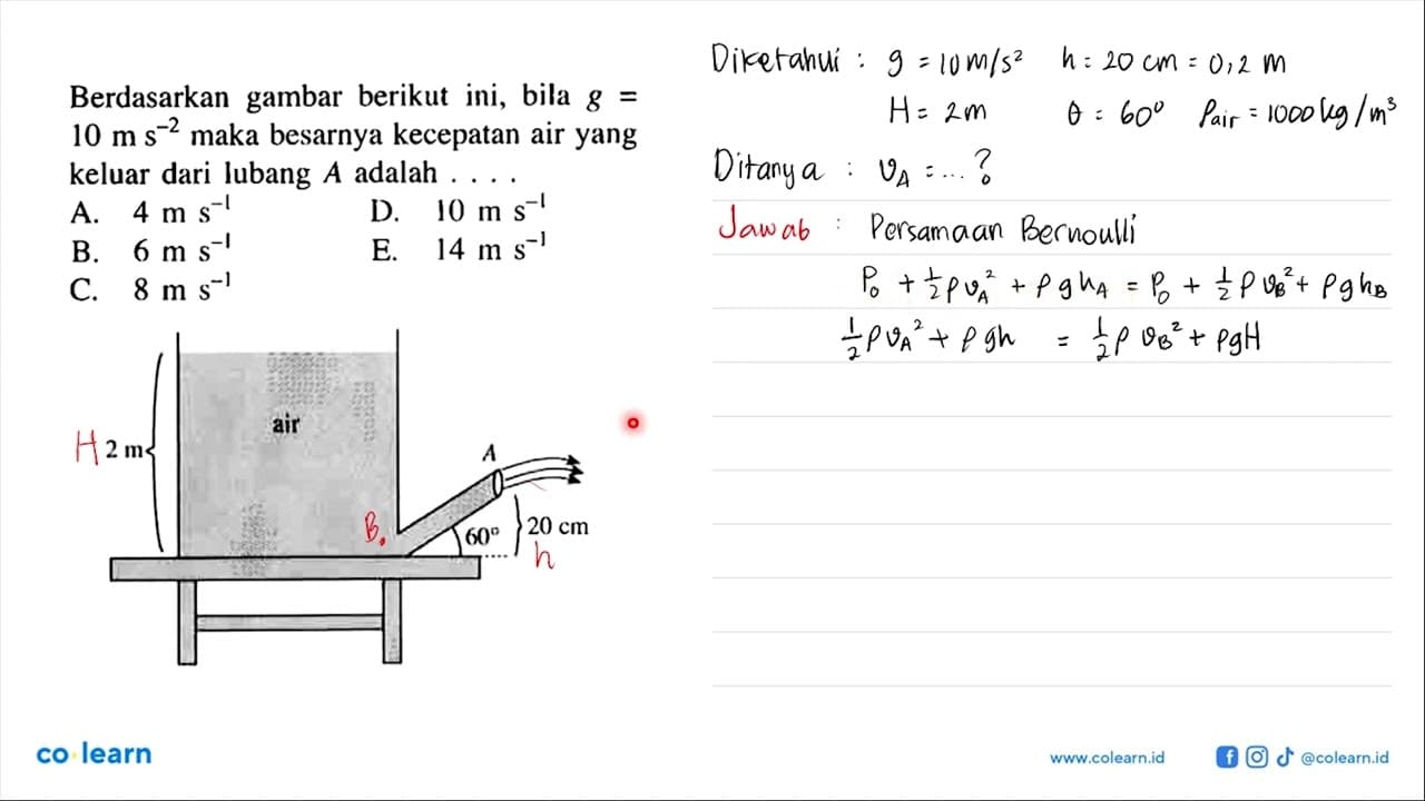 Berdasarkan gambar berikut ini, bila g = 10 ms^(-2) maka