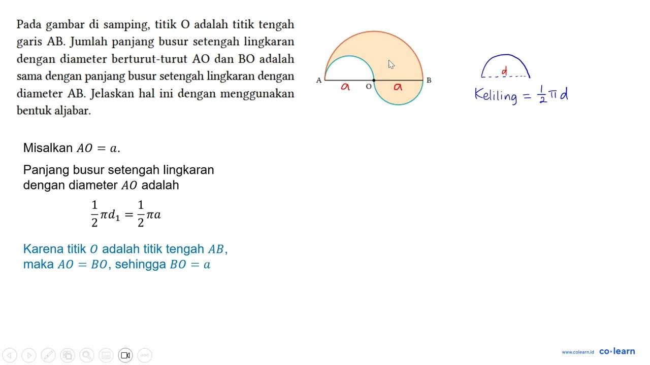 Pada gambar di samping, titik O adalah titik tengah garis