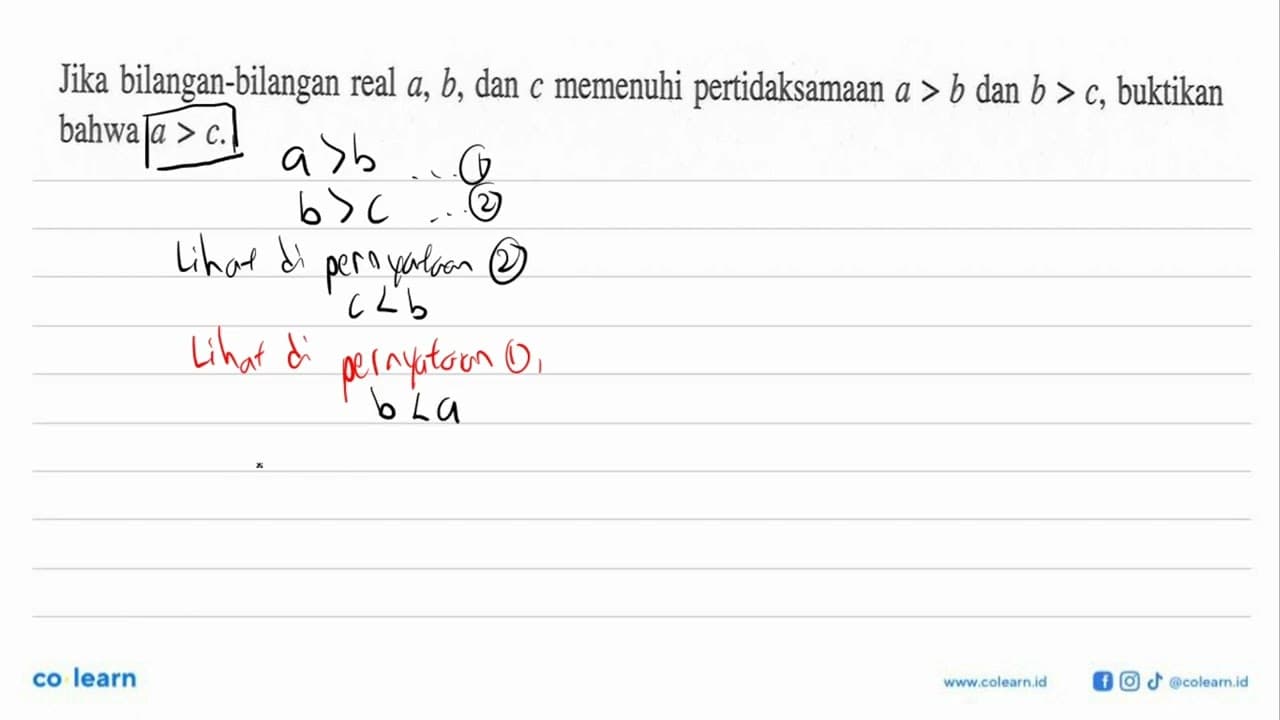 Jika bilangan-bilangan real a, b, dan c memenuhi