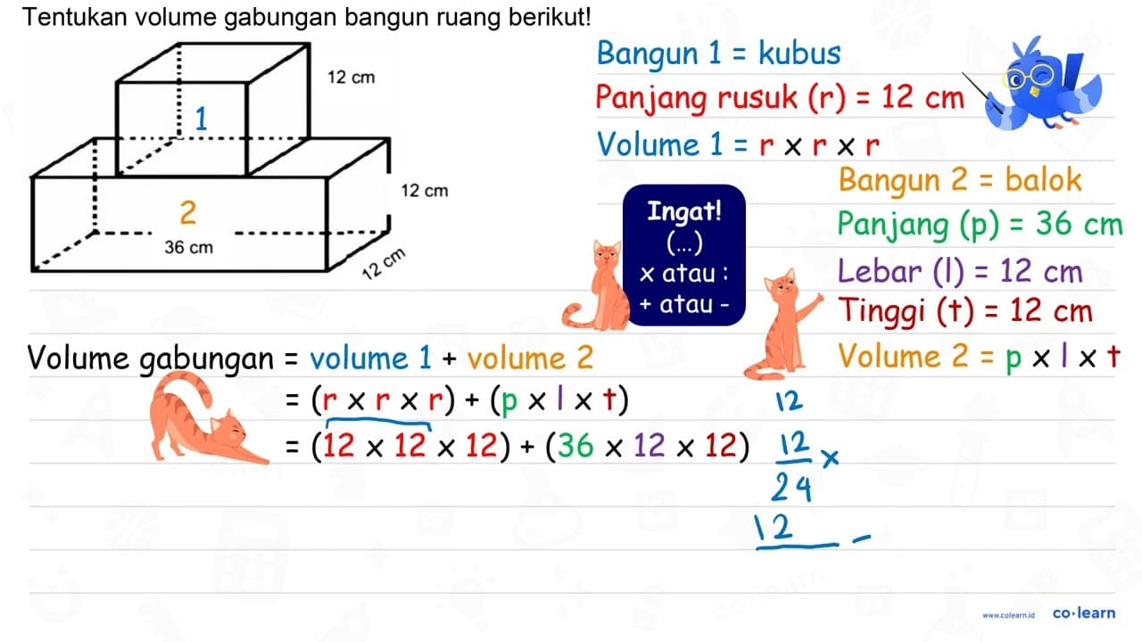 Tentukan volume gabungan bangun ruang berikut!