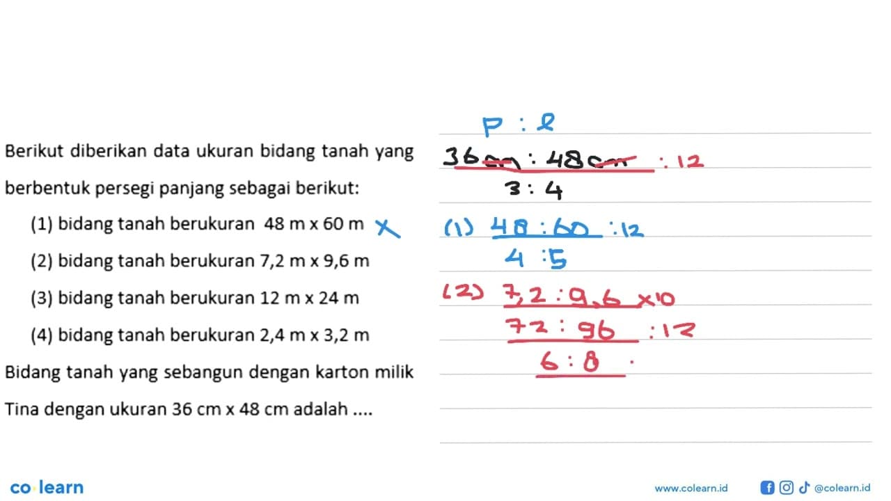 Berikut diberikan data ukuran bidang tanah yang berbentuk