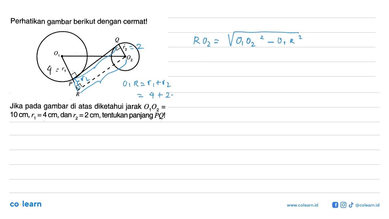 Perhatikan gambar berikut dengan cermat!Q r2 O1 O2 r1 P