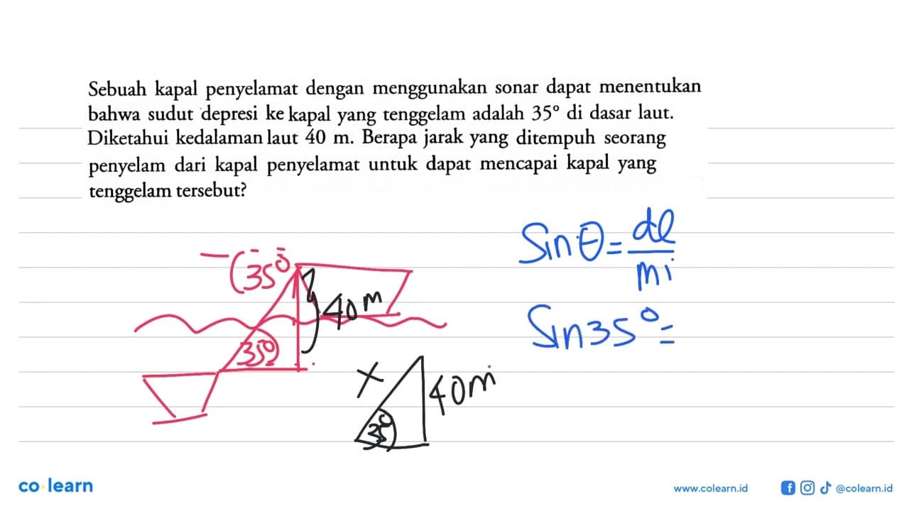 Sebuah kapal penyelamat dengan menggunakan sonar dapat