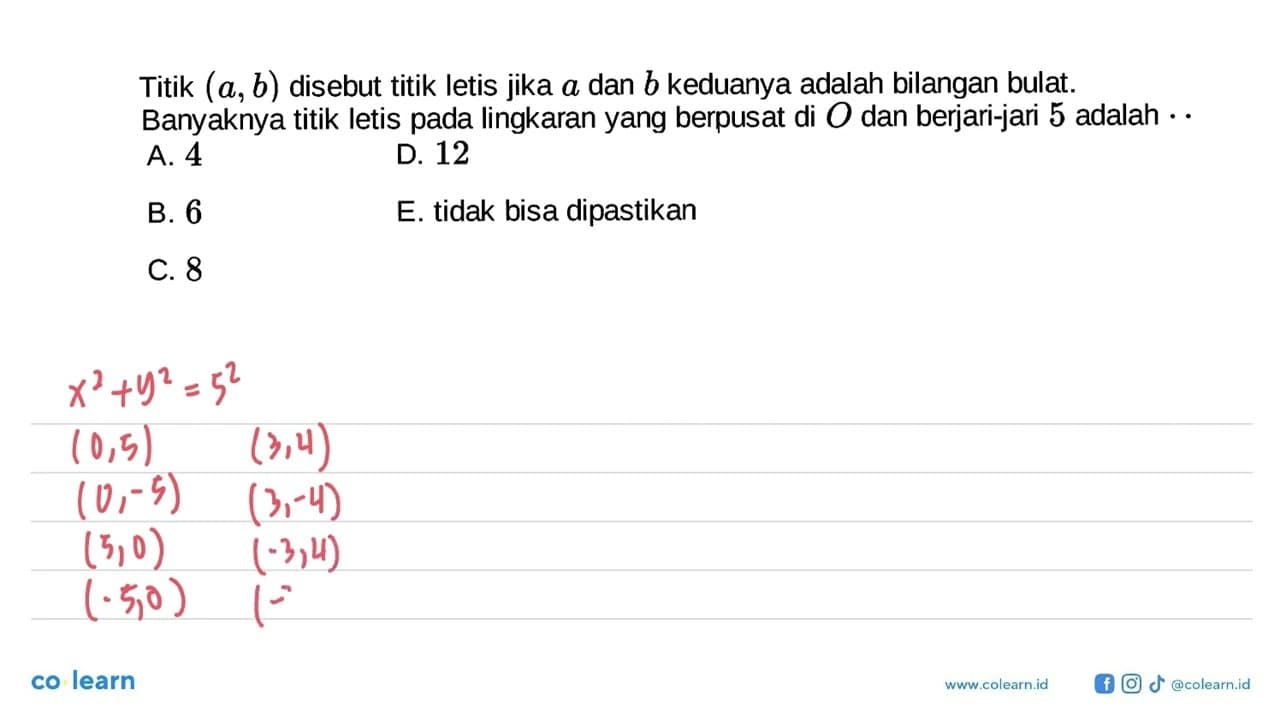 Titik (a, b) disebut titik letis jika a dan b keduanya