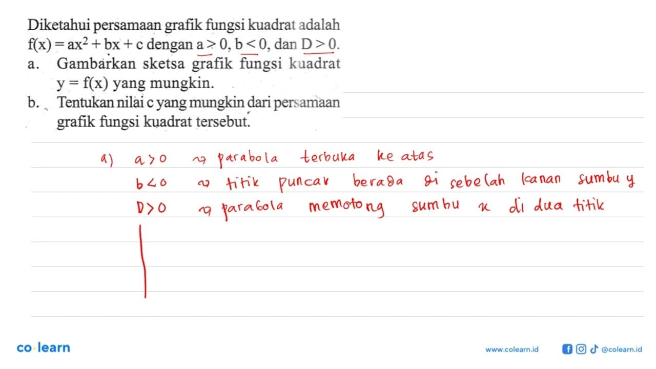 Diketahui persamaan grafik fungsi kuadrat adalah f(x) =