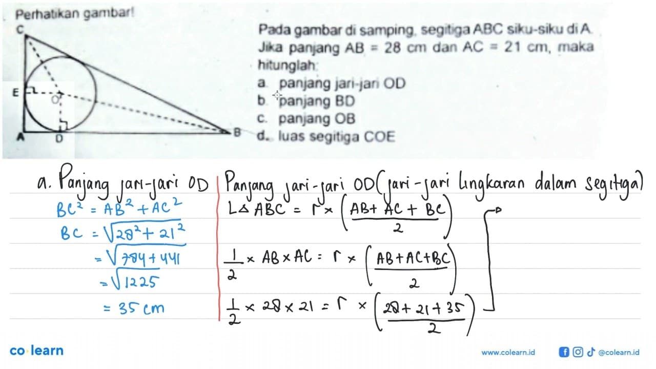 Perhatikan gambar! Pada gambar di samping. segitiga ABC