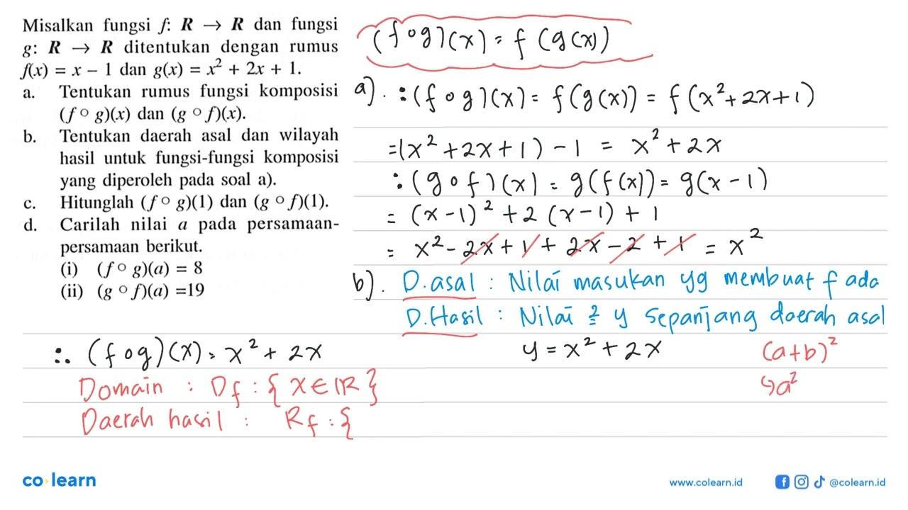 Misalkan fungsi f: R -> R dan fungsi g:R->R ditentukan