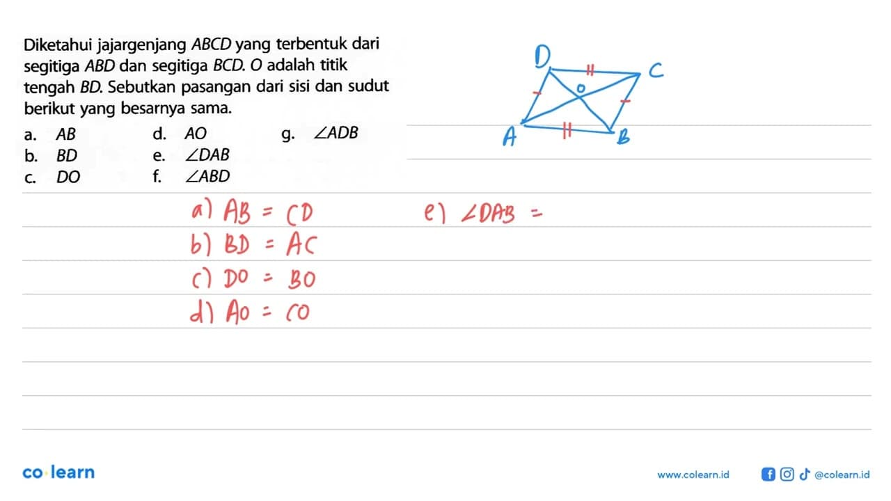 Diketahui jajargenjang ABCD yang terbentuk dari segitiga