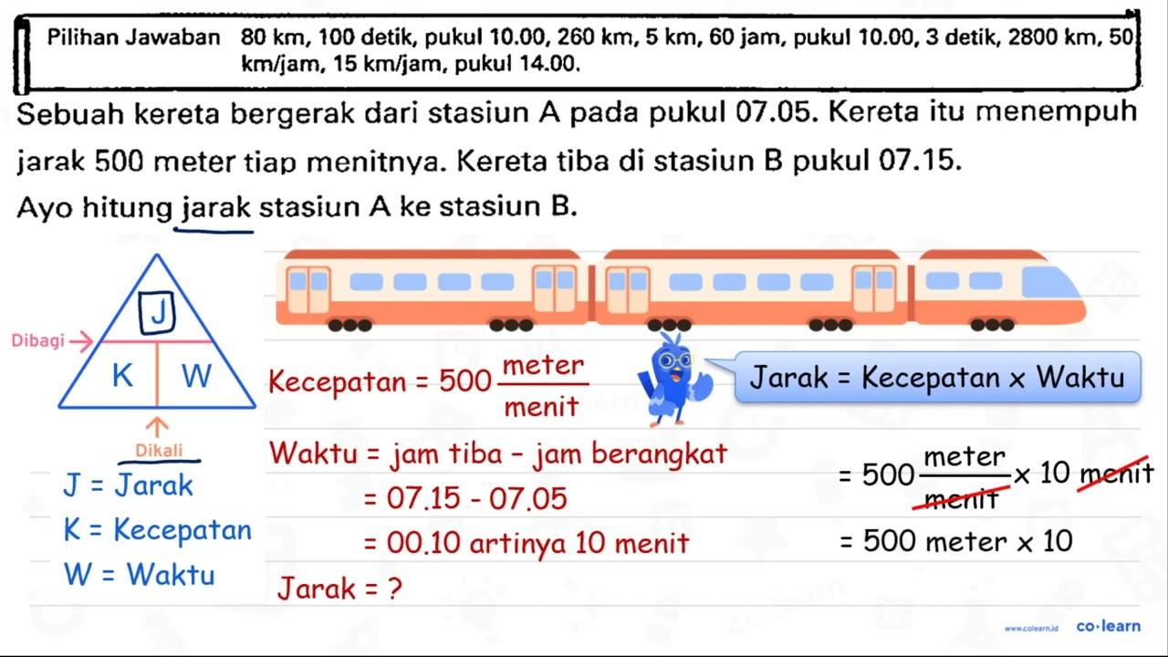 {|ll|l|l|l|l|l|) Pilihan Jawaban 80 ~km, 100 detik, pukul