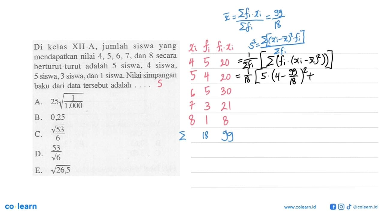 Di kelas XII-A, jumlah siswa yang mendapatkan nilai 4, 5,