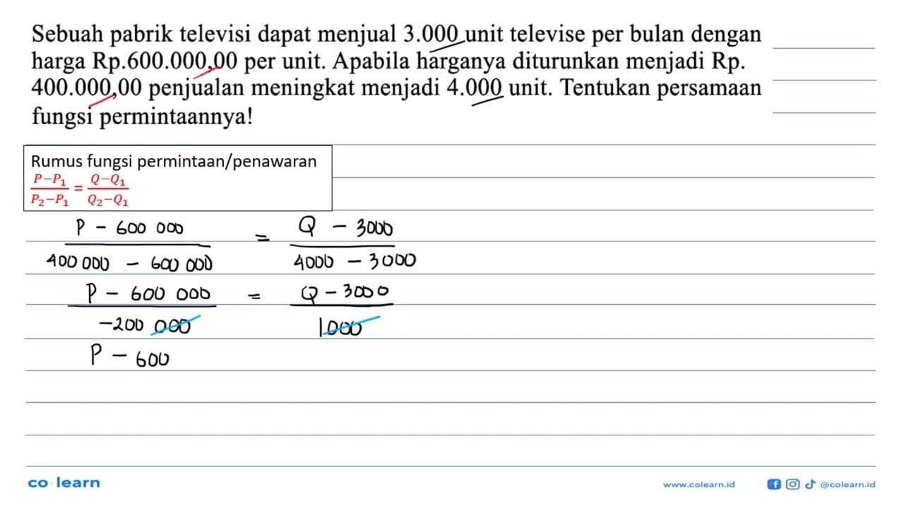 Sebuah pabrik televisi dapat menjual 3.000 unit televise