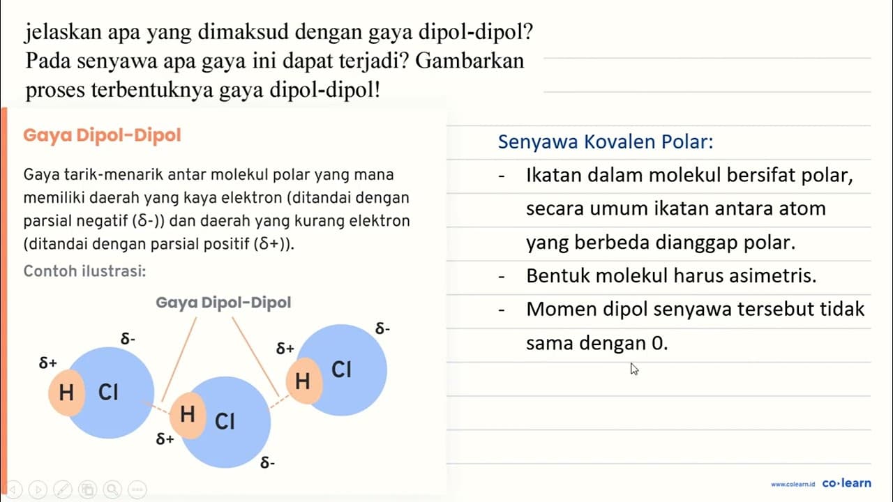 jelaskan apa yang dimaksud dengan gaya dipol-dipol? Pada