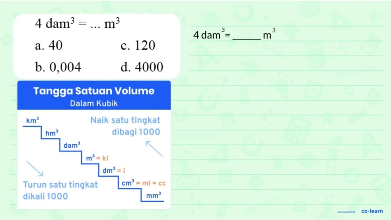 4 dam^3= ... m^3