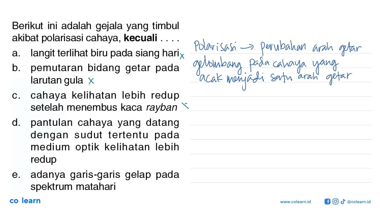 Berikut ini adalah gejala yang timbul akibat polarisasi