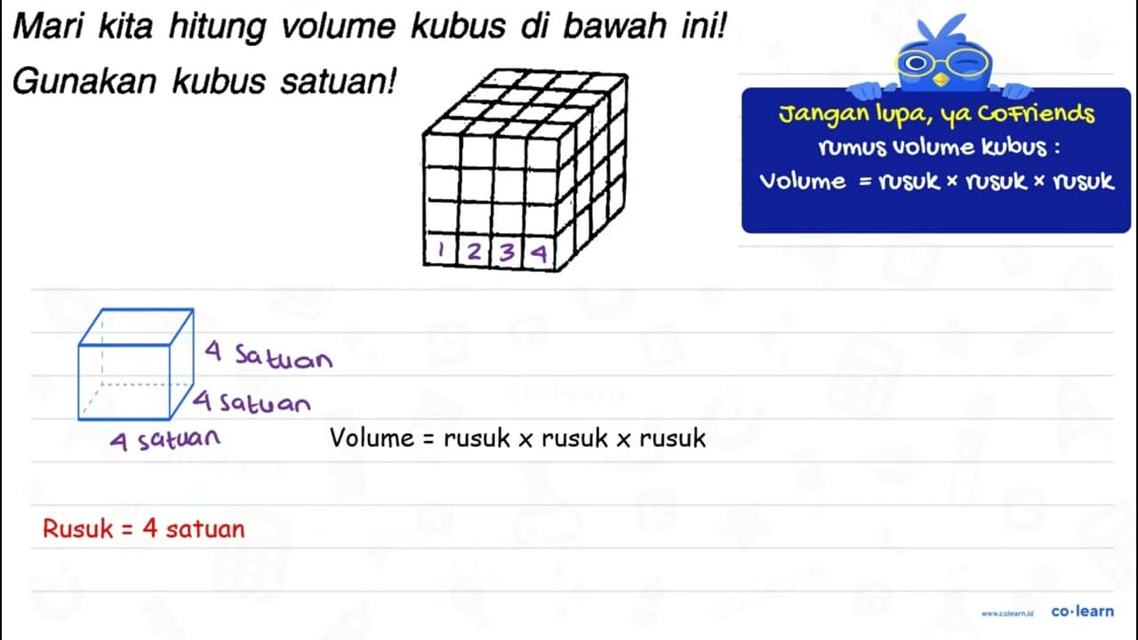 Mari kita hitung volume kubus di bawah ini! Gunakan kubus