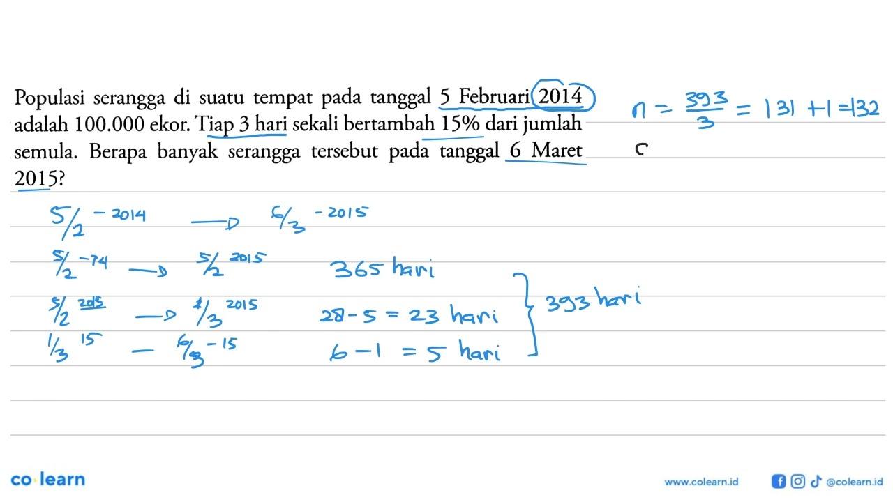 Populasi serangga di suatu tempat pada tanggal 5 Februari