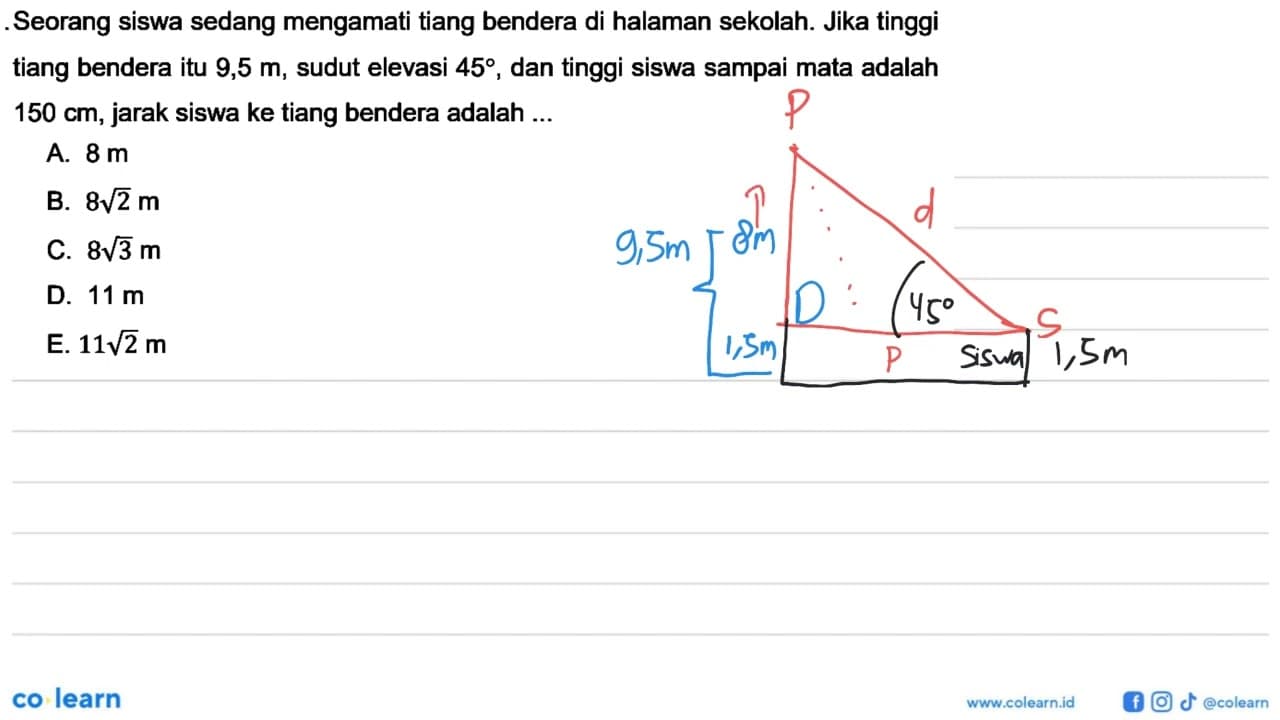 Seorang siswa sedang mengamati tiang bendera di halaman