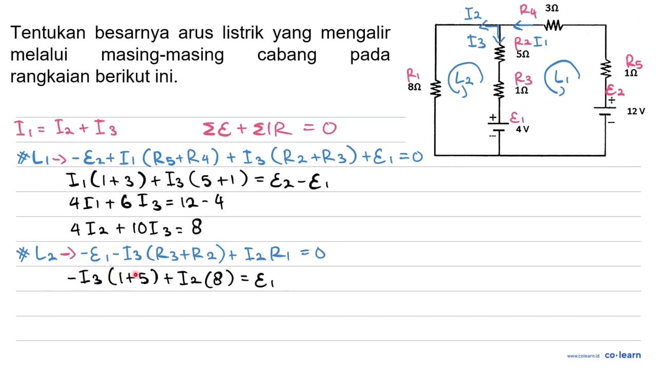 Tentukan besarnya arus listrik yang mengalir melalui masing